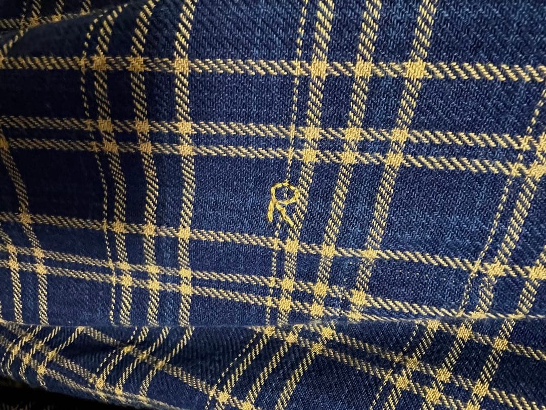 45R 藍インドネルチェックのカシュクールドレス