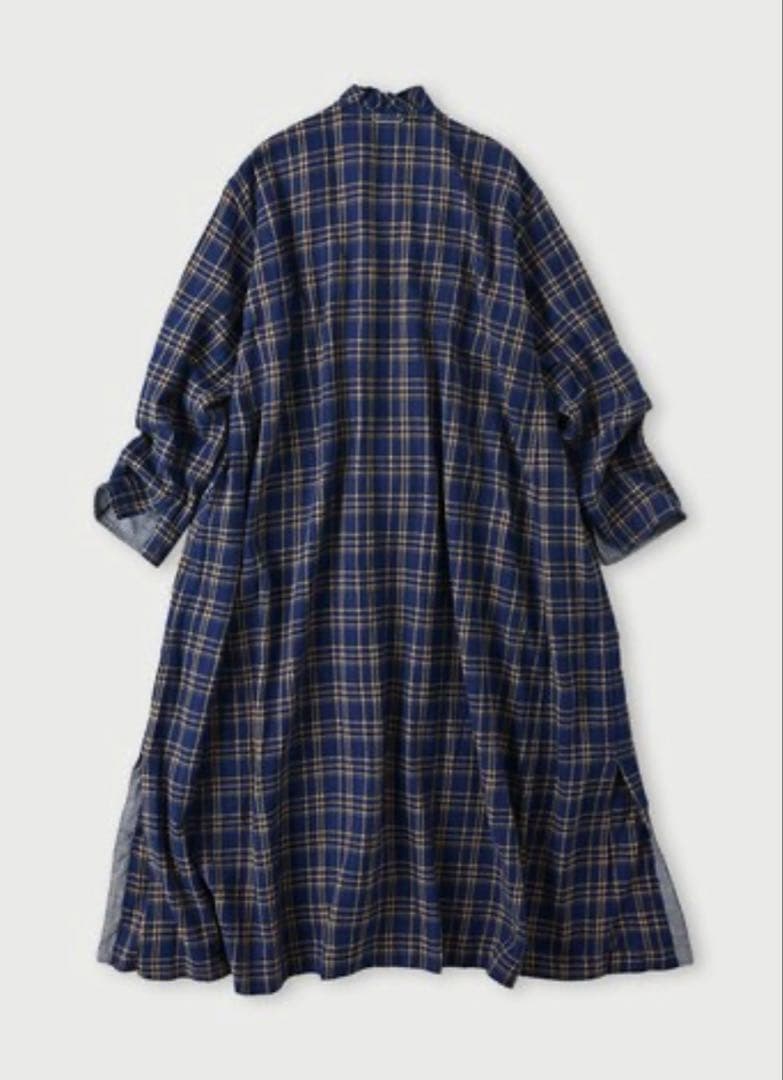 45R 藍インドネルチェックのカシュクールドレス