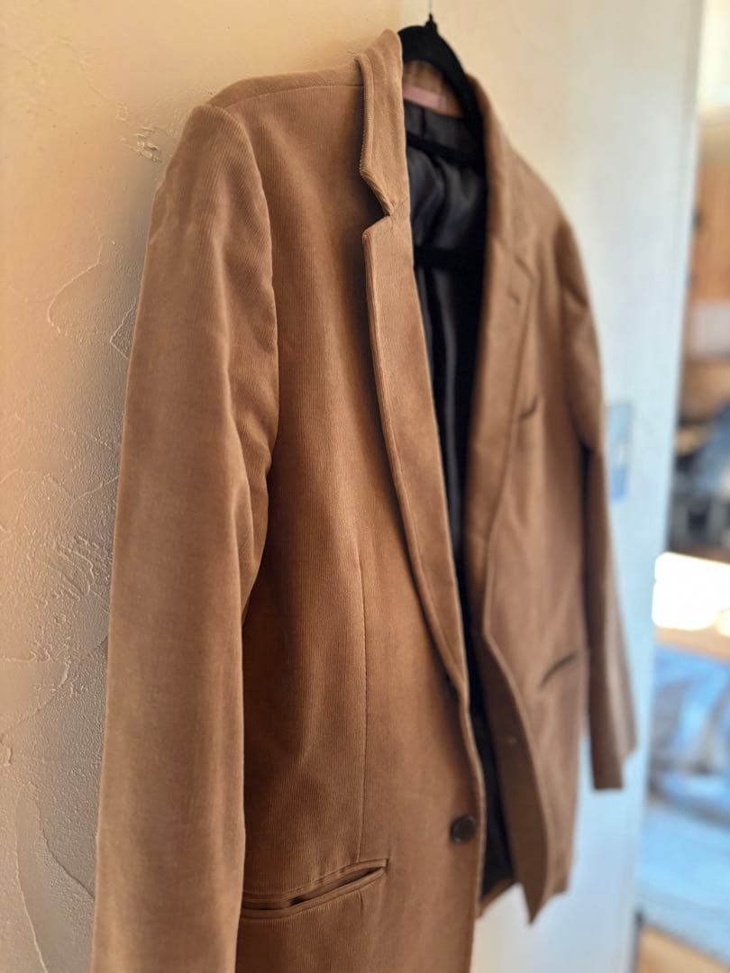 ベージュ コーデュロイ テーラードジャケット