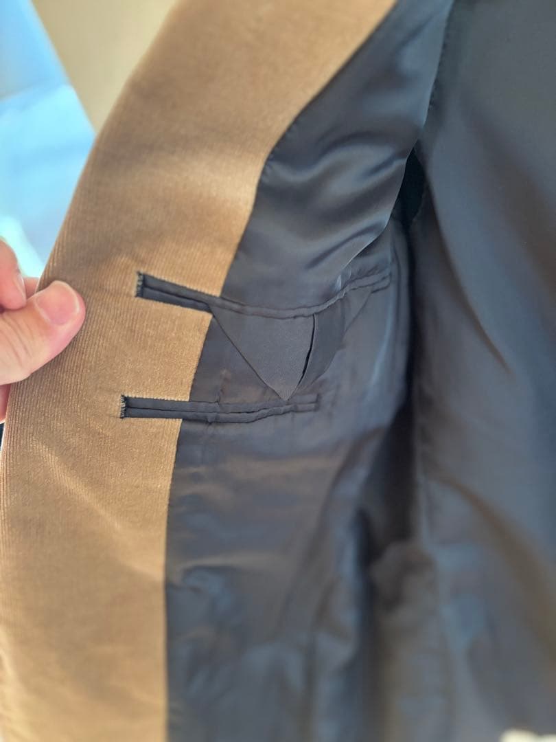 ベージュ コーデュロイ テーラードジャケット