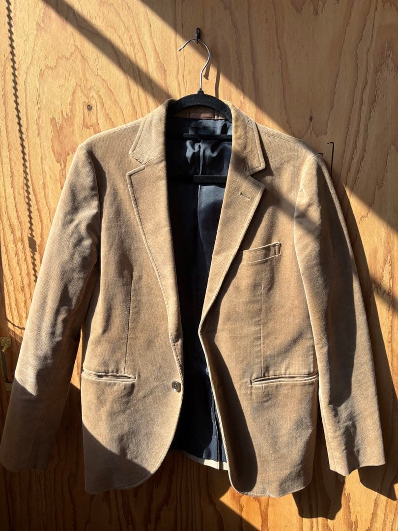 ベージュ コーデュロイ テーラードジャケット
