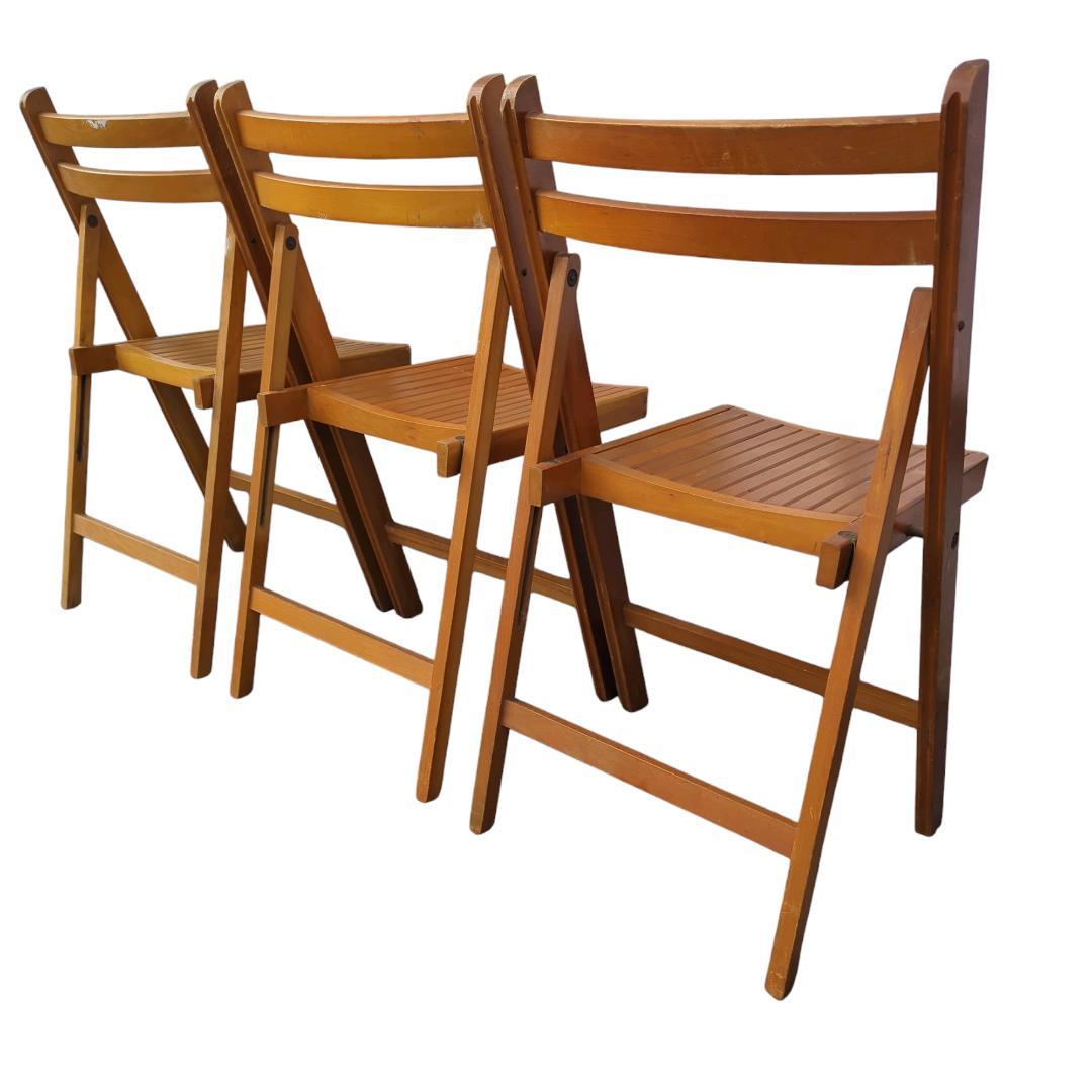 【3脚セット 】フォールディングチェア 折りたたみ椅子 木製 アンティーク