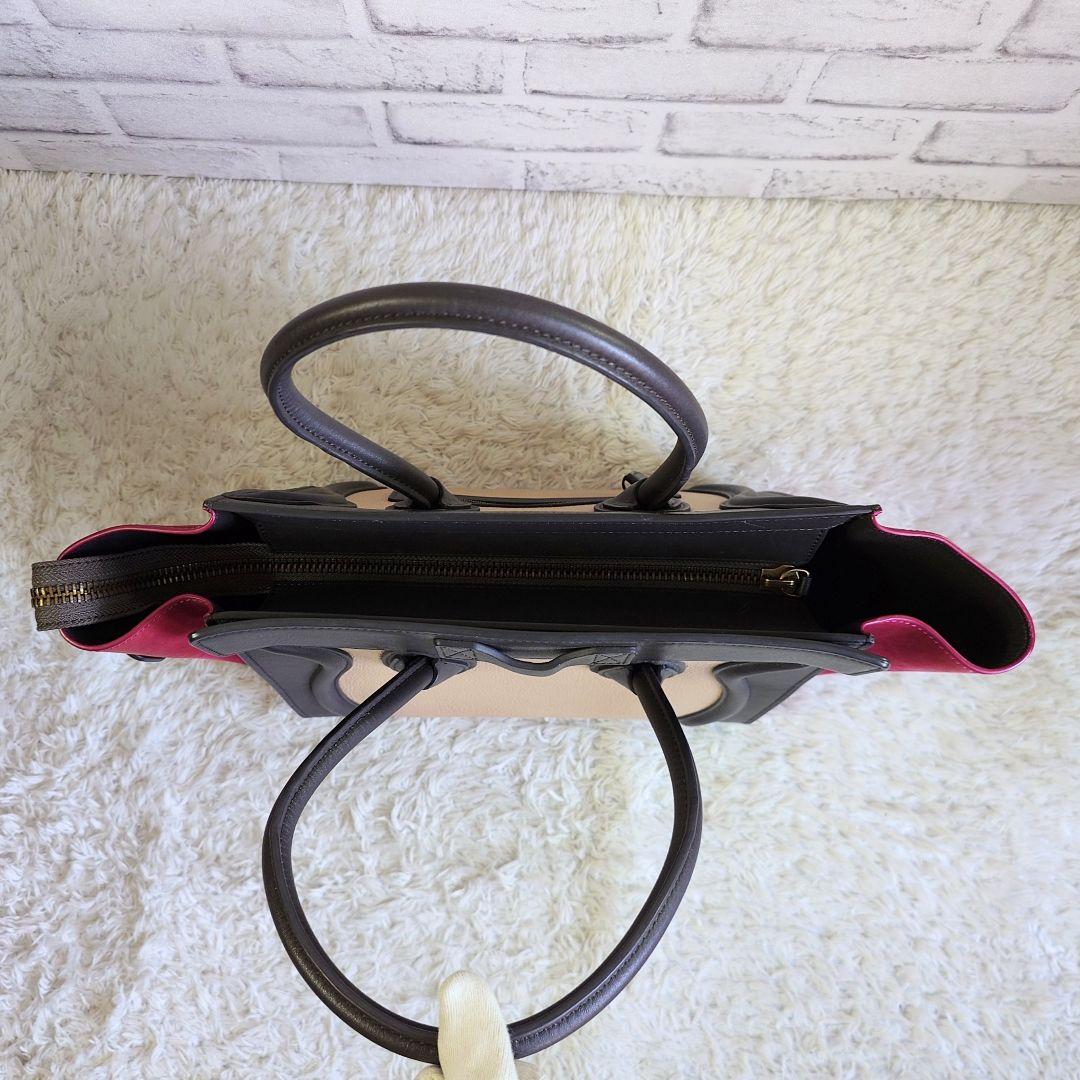 セリーヌ ラゲージ マイクロショッパー トートバッグ トリコロール レザー