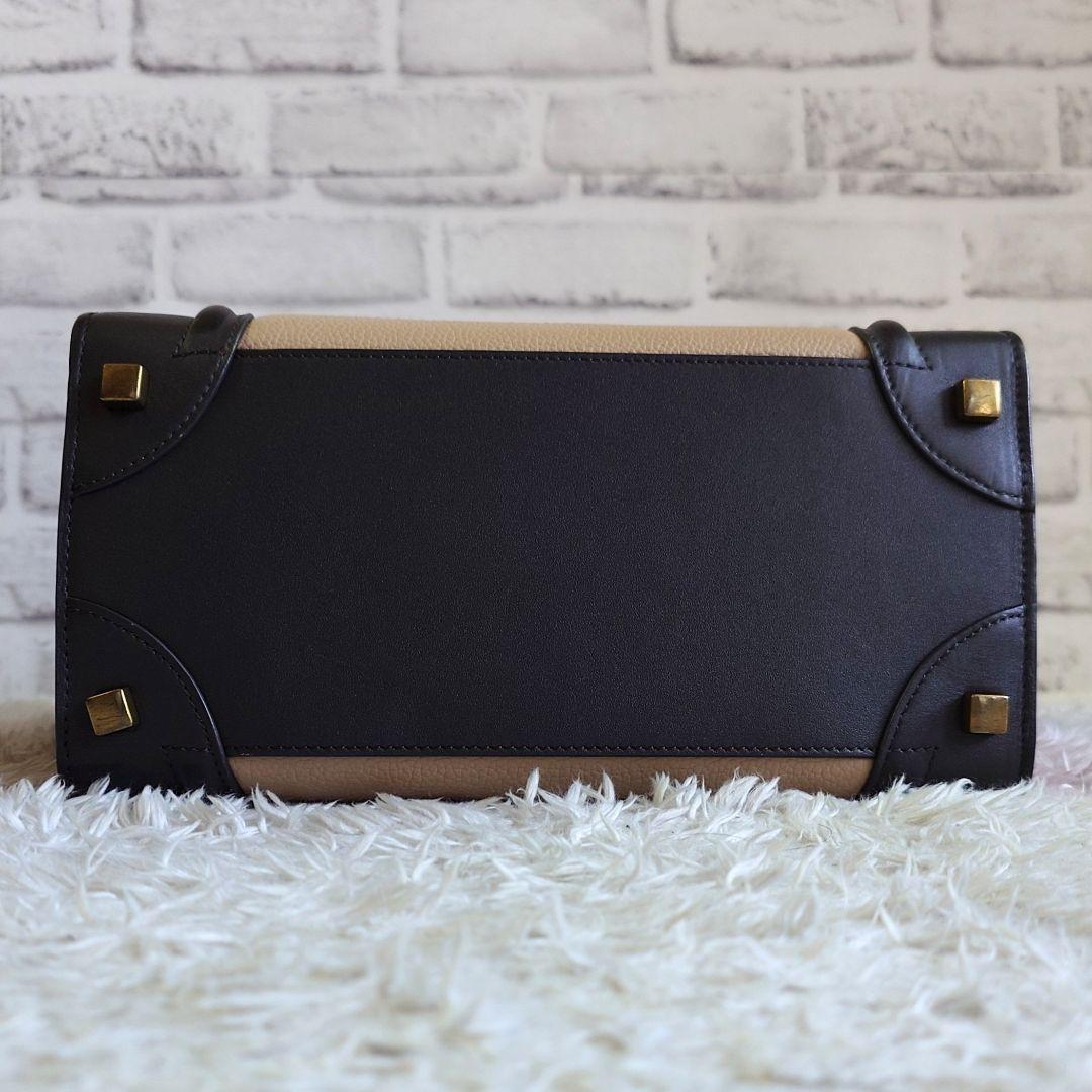 セリーヌ ラゲージ マイクロショッパー トートバッグ トリコロール レザー