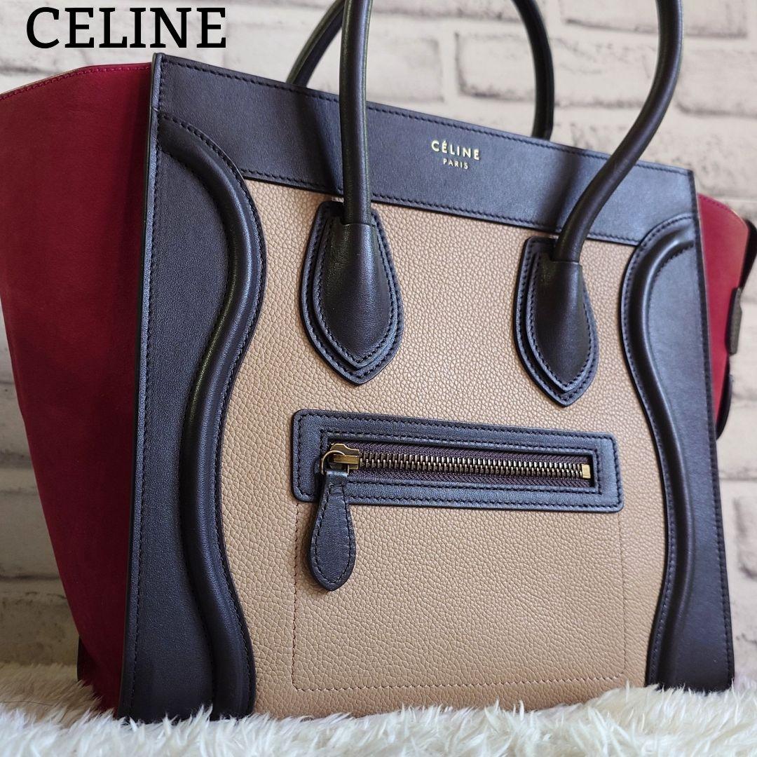 セリーヌ ラゲージ マイクロショッパー トートバッグ トリコロール レザー