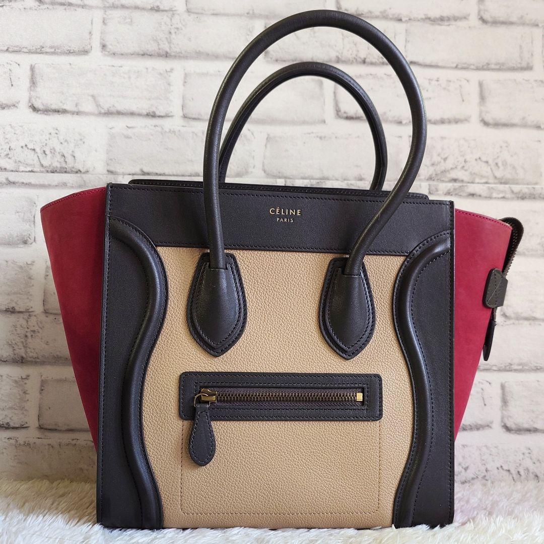 セリーヌ ラゲージ マイクロショッパー トートバッグ トリコロール レザー