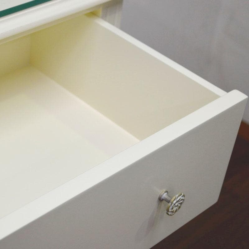 アイボリー 高級 4段チェスト 完成品 8mm天板ガラス付 チェスト 寝室 猫脚