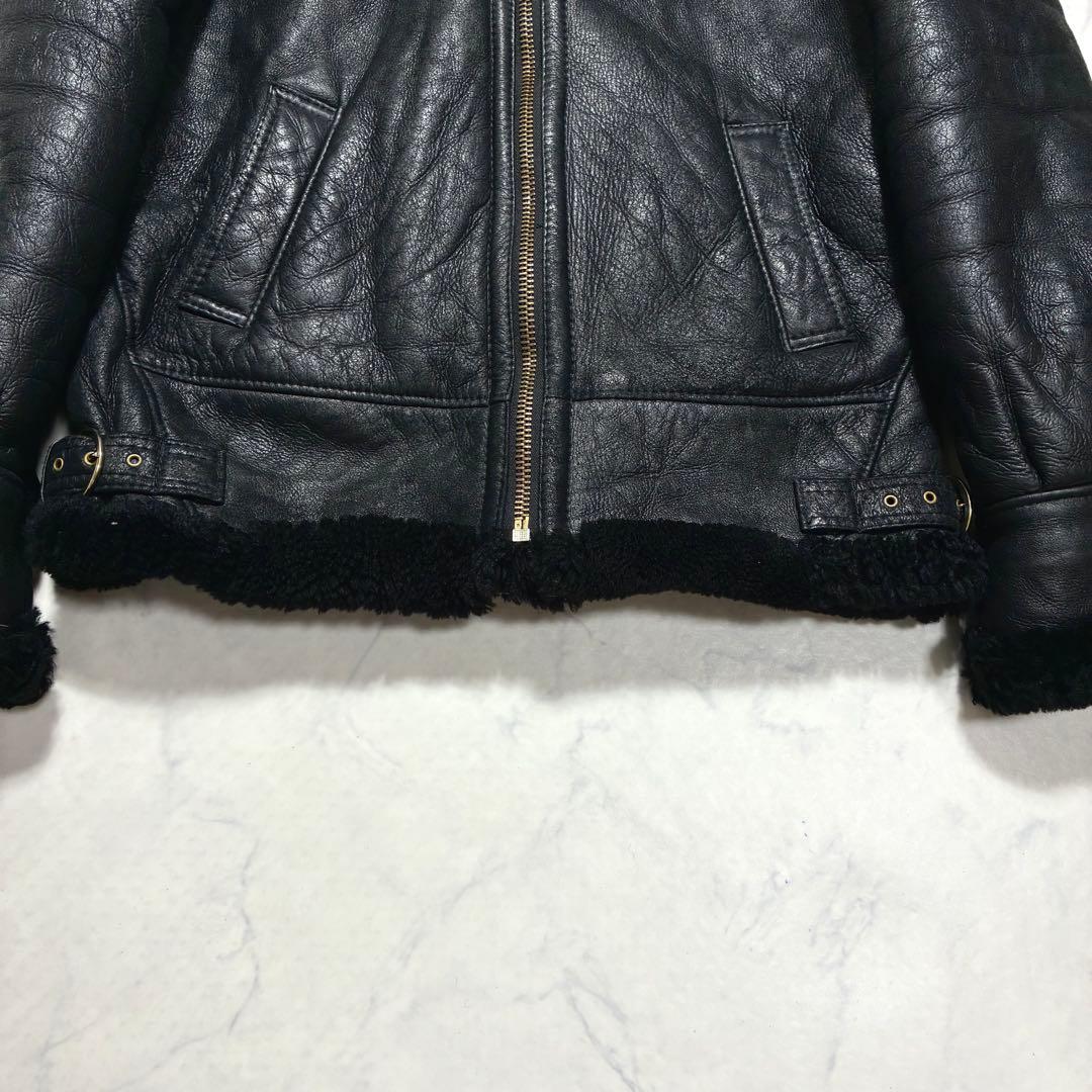 美品/人気の黒✨B-3 フライトジャケット リアルムートン ブラック M
