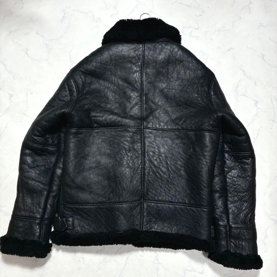 美品/人気の黒✨B-3 フライトジャケット リアルムートン ブラック M