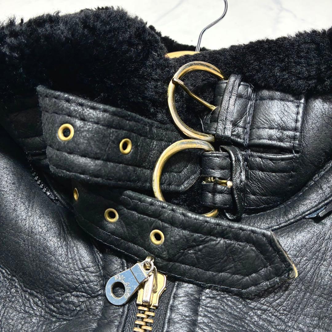 美品/人気の黒✨B-3 フライトジャケット リアルムートン ブラック M