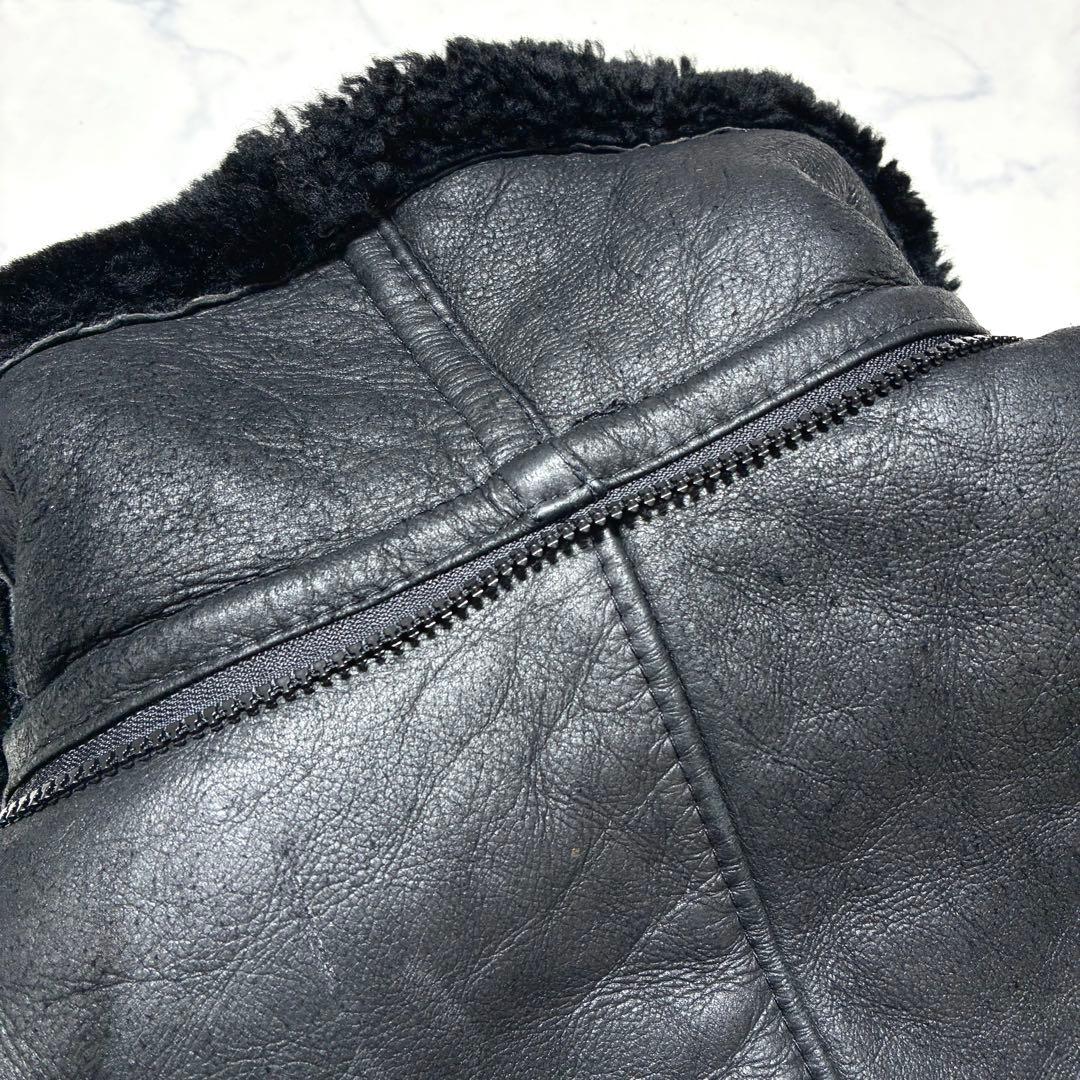 美品/人気の黒✨B-3 フライトジャケット リアルムートン ブラック M