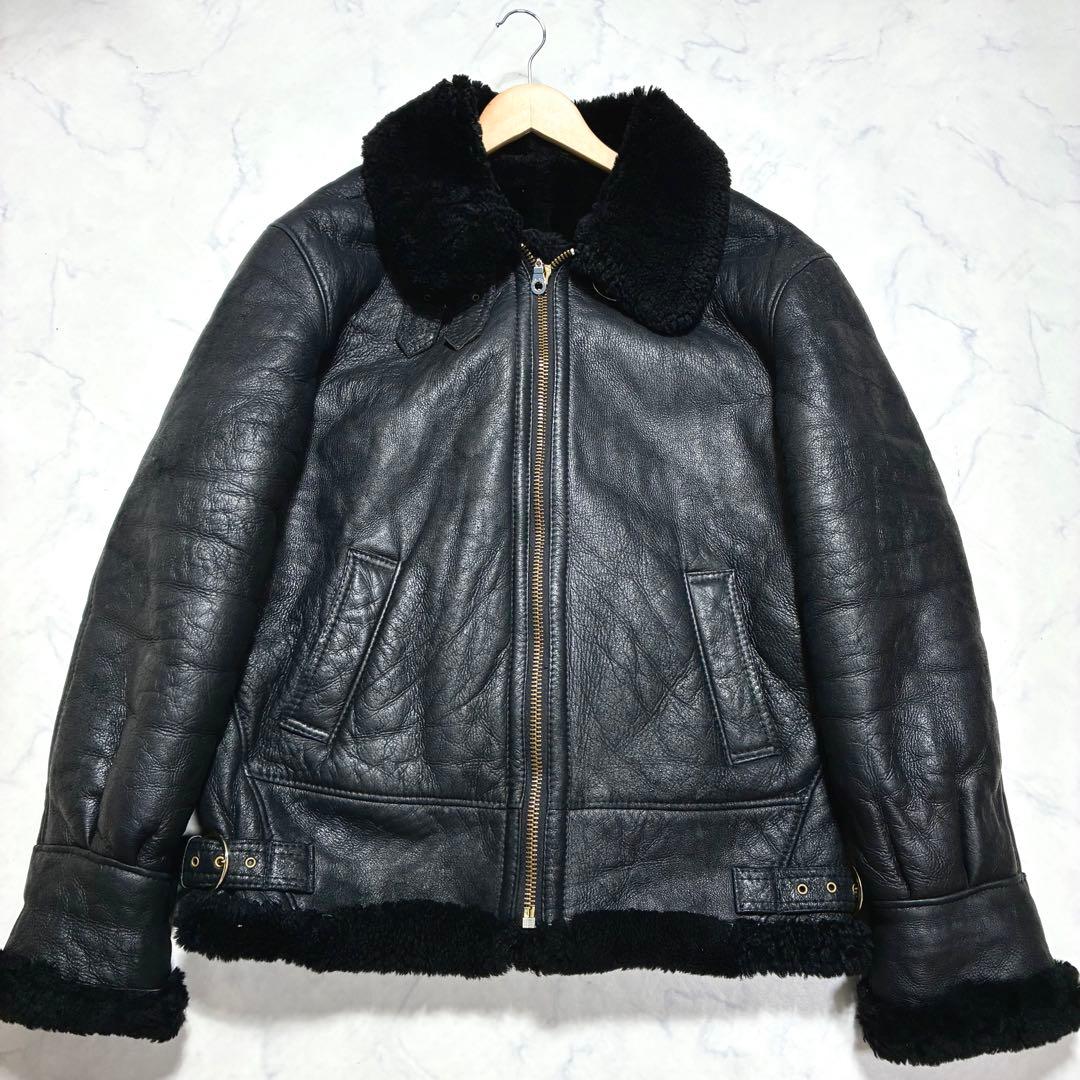 美品/人気の黒✨B-3 フライトジャケット リアルムートン ブラック M