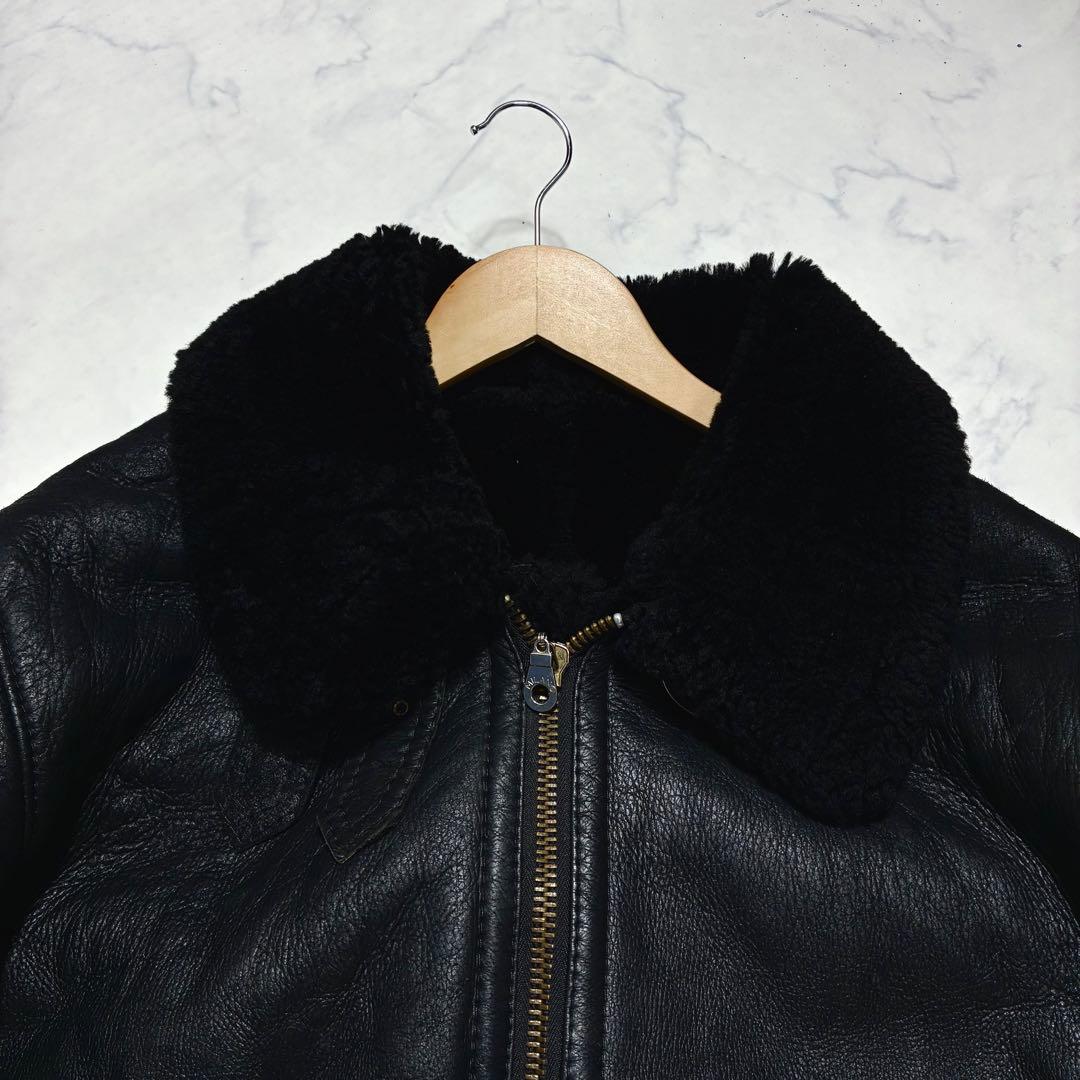 美品/人気の黒✨B-3 フライトジャケット リアルムートン ブラック M