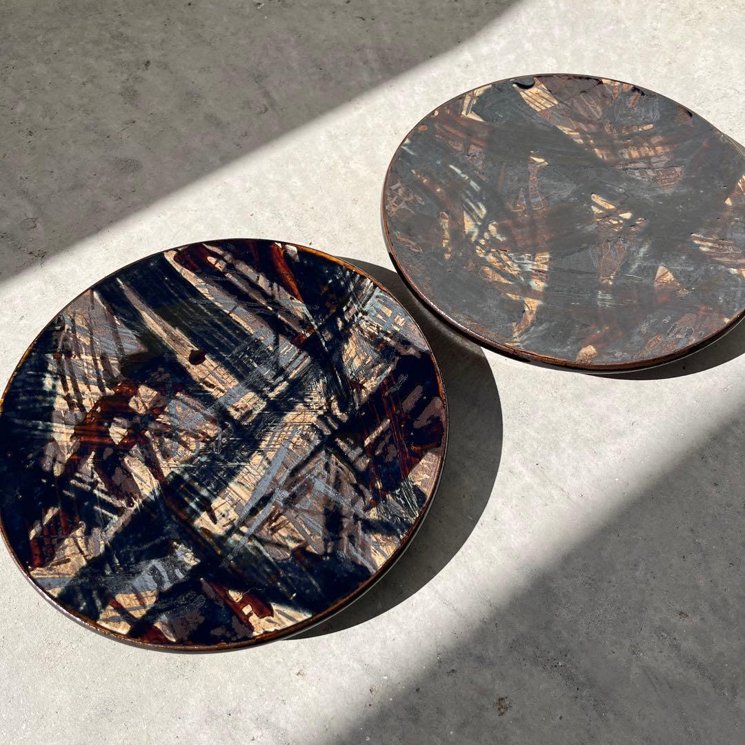 新品　沖縄　やちむん　台皿　石倉陶器　石倉一人　2枚セット