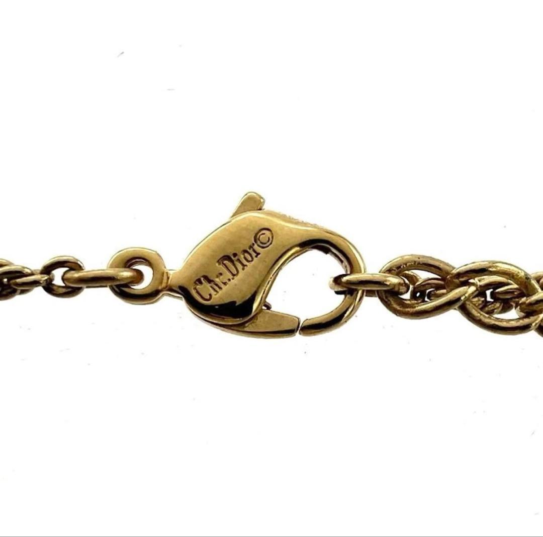 希少　Dior ネックレス エンブレムロゴ 旧ロゴ ストーン ゴールド
