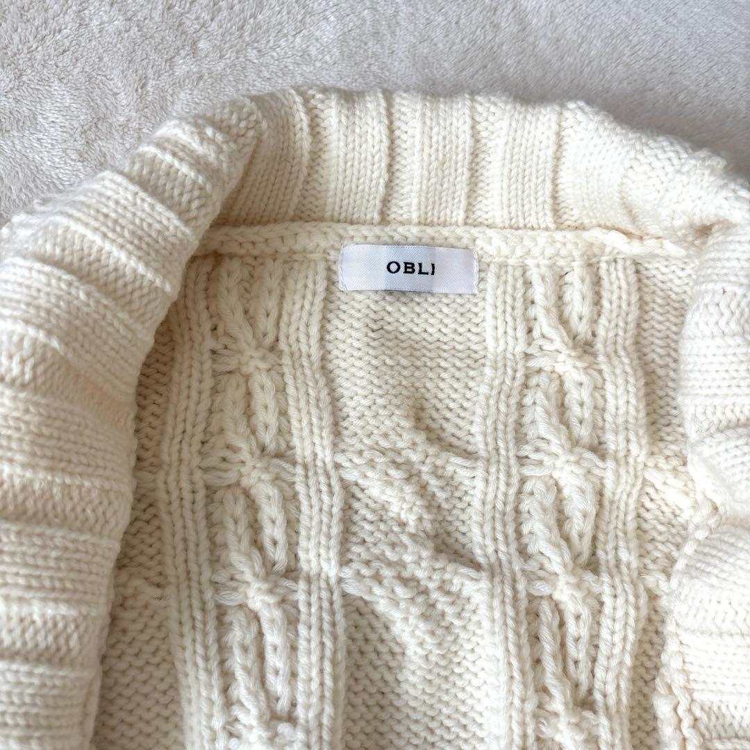 kei san【OBLI】ロングニットカーディガン　オフホワイト　FREE