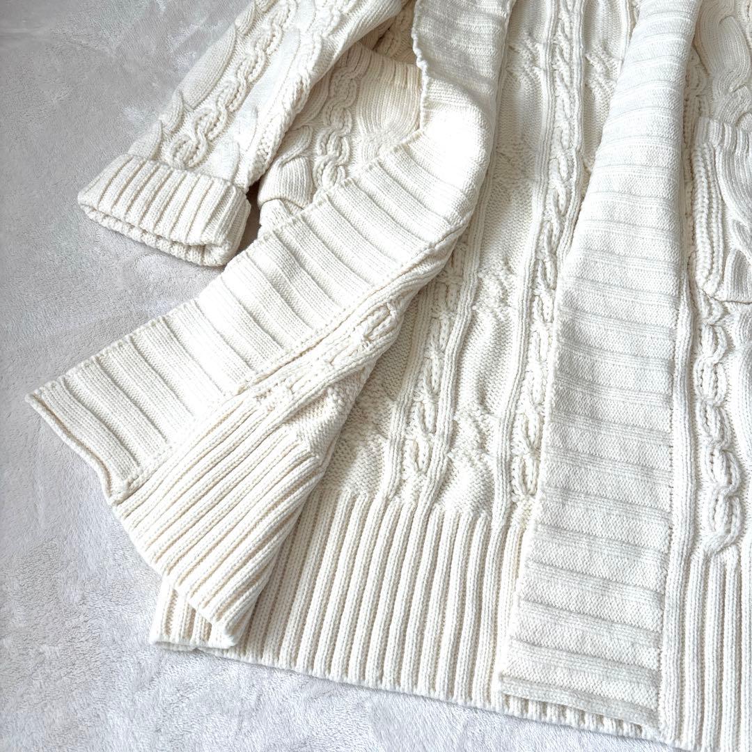 kei san【OBLI】ロングニットカーディガン　オフホワイト　FREE