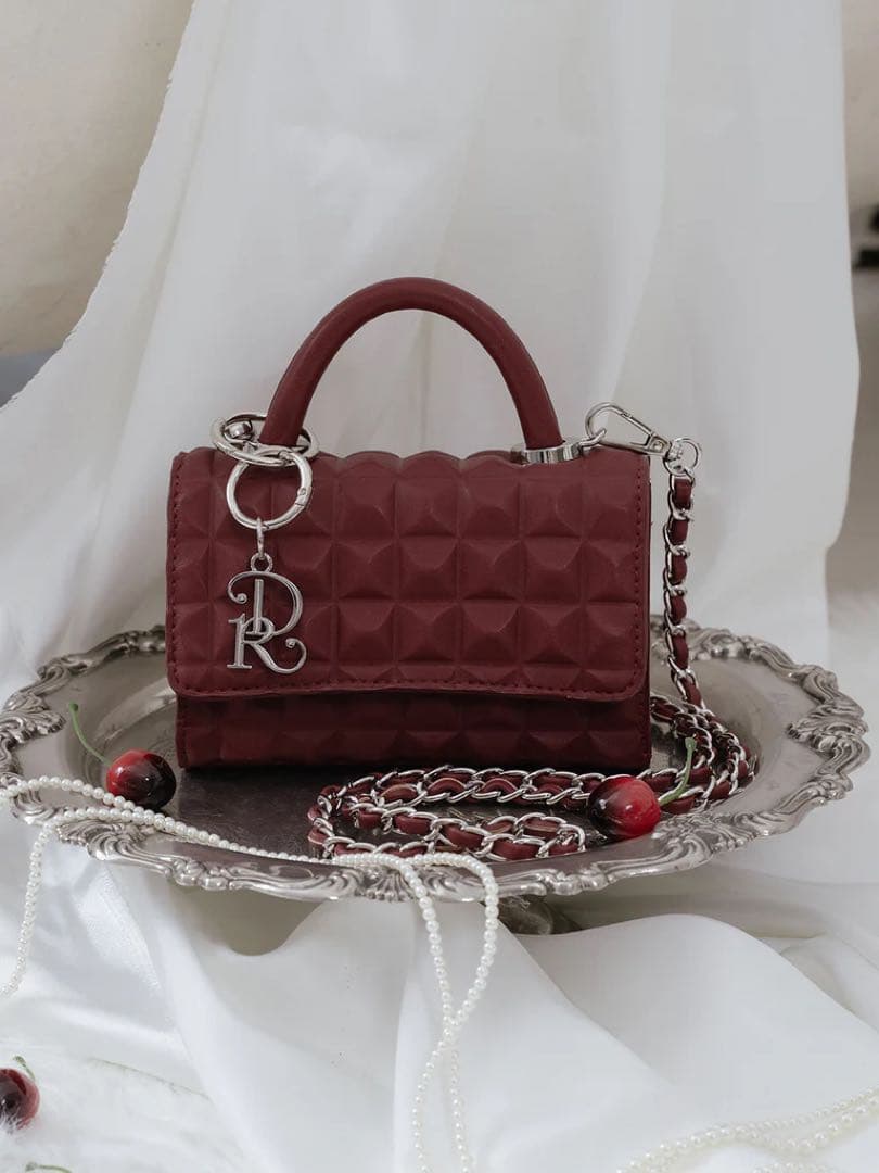 新品 ダーリッチ ボルドー DRチャームチョコレートハンドバッグ バレンタイン