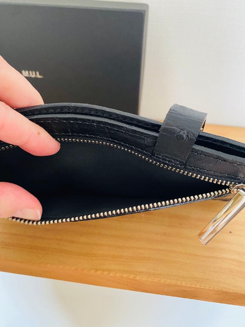 【未使用】M.U.L.／フラットロングウォレット(オーストリッチ)