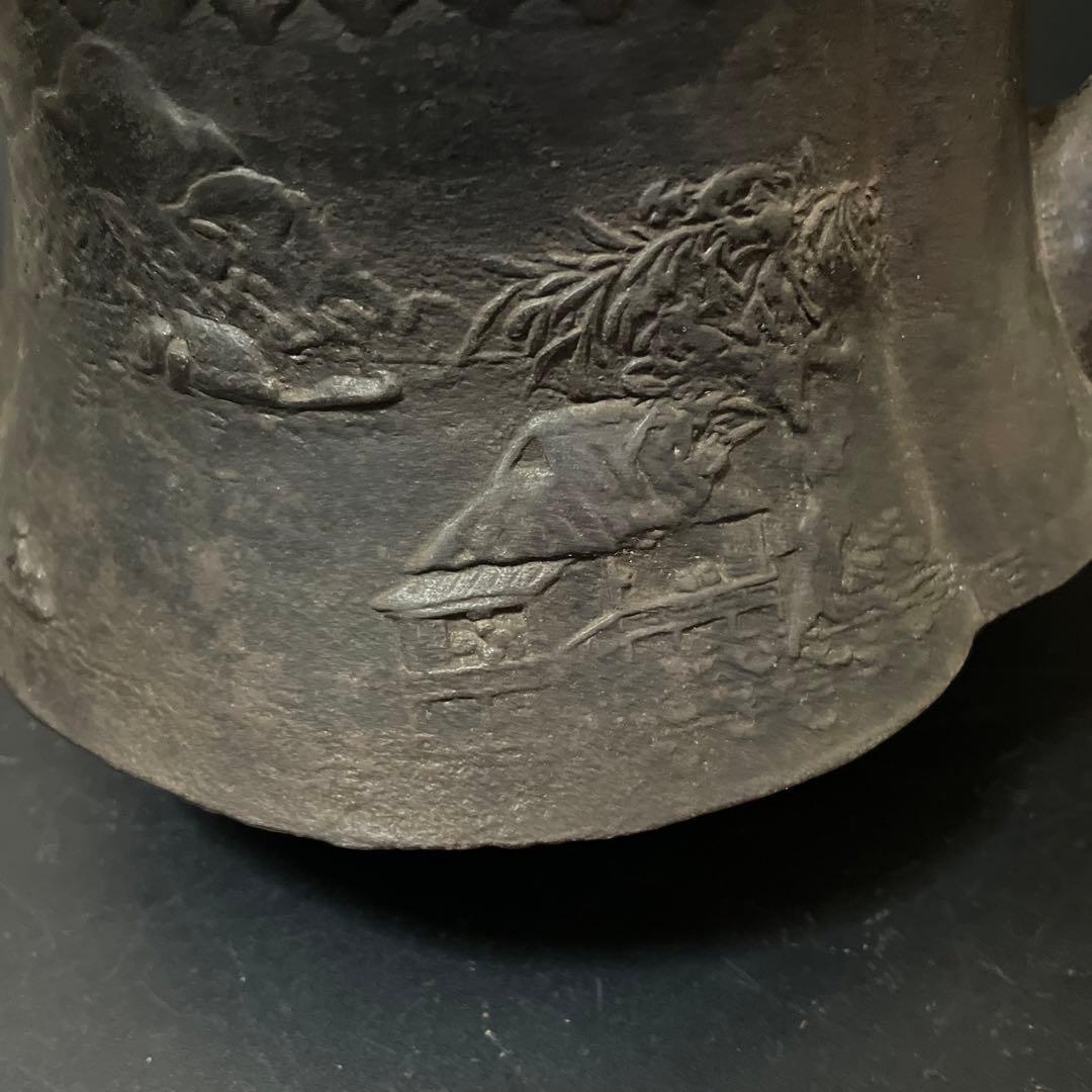 連休SALE！時代物　大きな花形　鉄瓶　m18