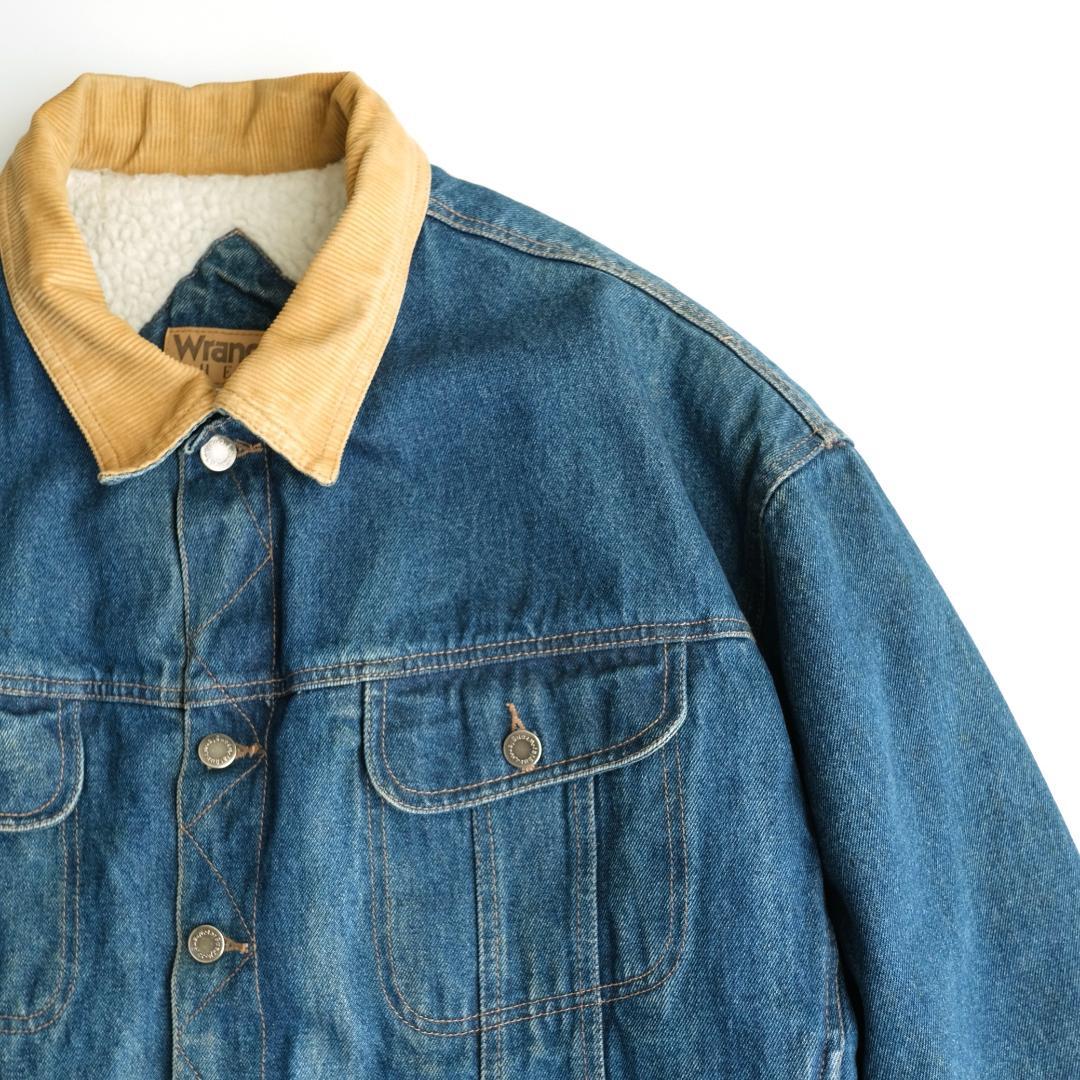 Wrangler　90s 襟コーデュロイ 裏ボアデニムジャケット 青 XL.
