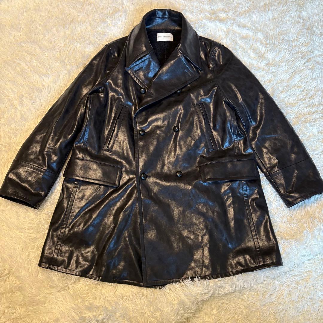 GU and beautiful people フェイク　レザー　コート　XXL