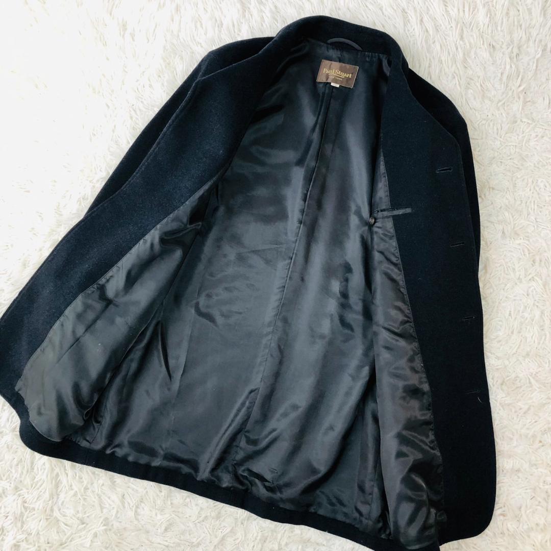 【高級】ポールスチュアート★チェスターコート アンゴラ混 ネイビー L相当