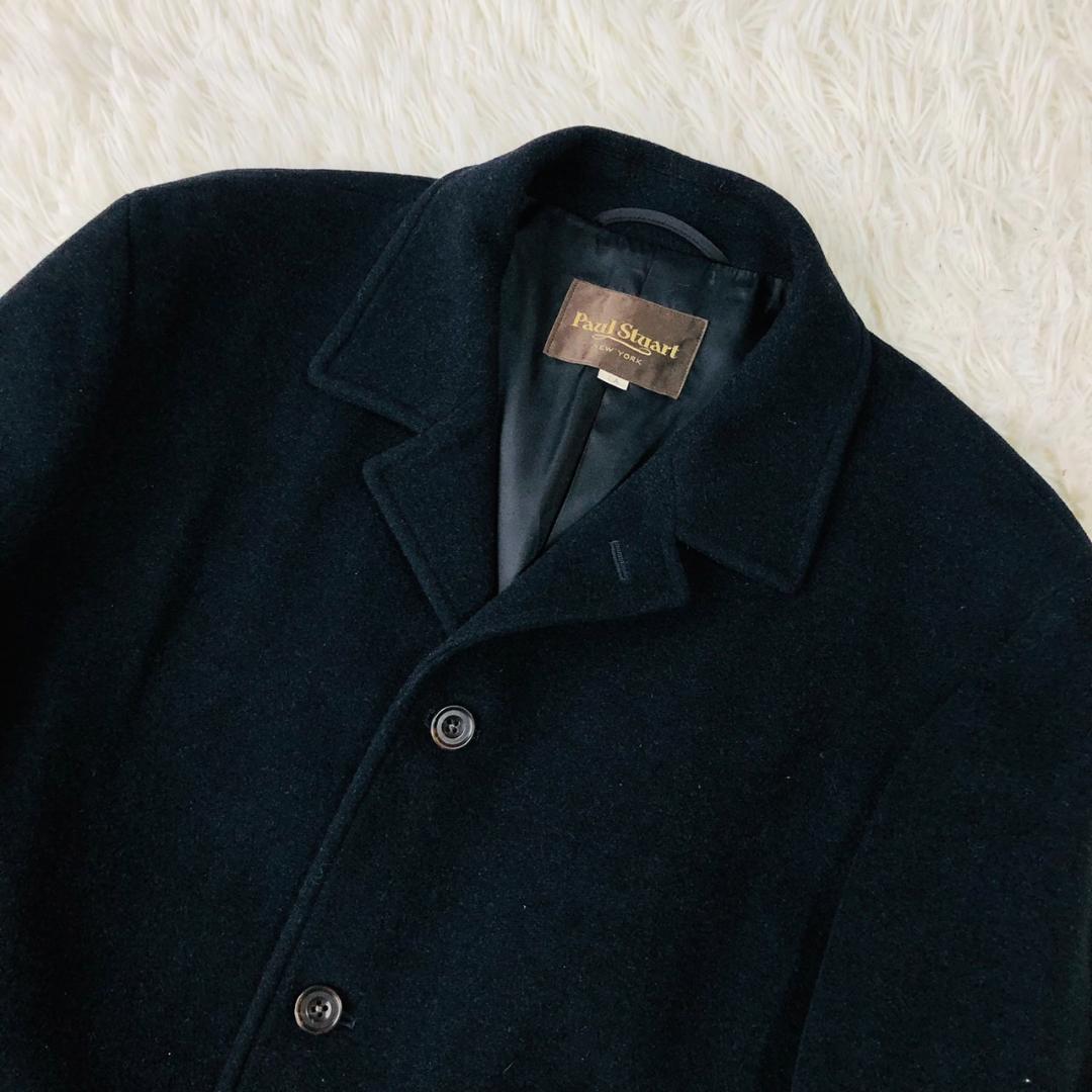 【高級】ポールスチュアート★チェスターコート アンゴラ混 ネイビー L相当