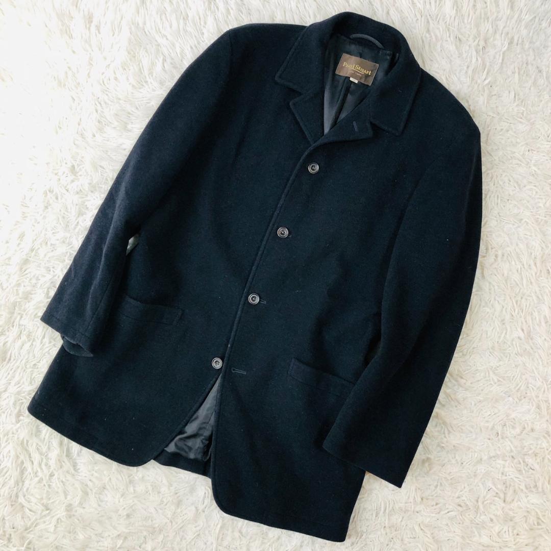 【高級】ポールスチュアート★チェスターコート アンゴラ混 ネイビー L相当