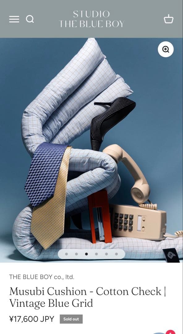 【極美品】Musubi Cushion チェック ブルー