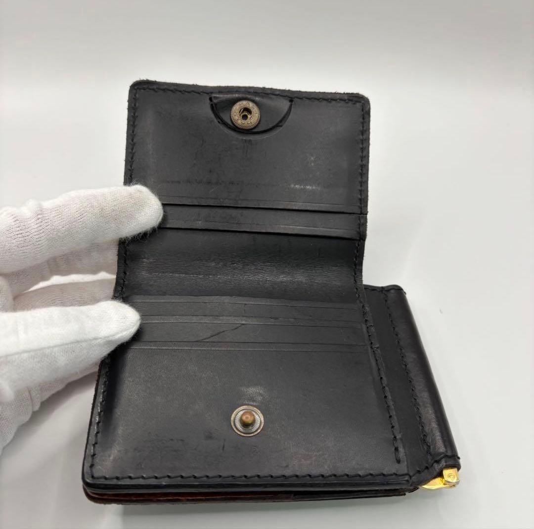 ROTAR　二つ折り財布　マネークリップ　ブラック　レザー　ウォレット　黒