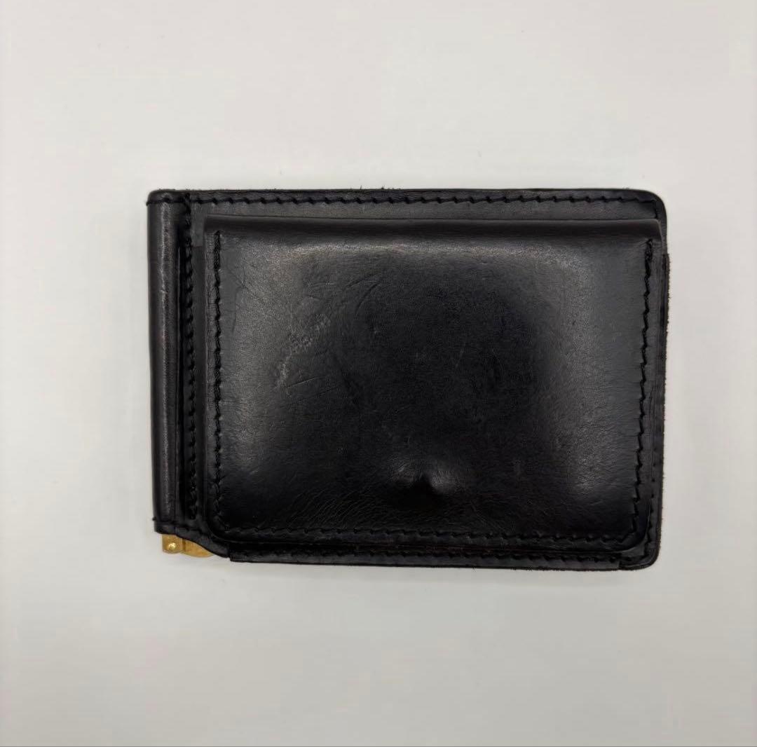 ROTAR　二つ折り財布　マネークリップ　ブラック　レザー　ウォレット　黒