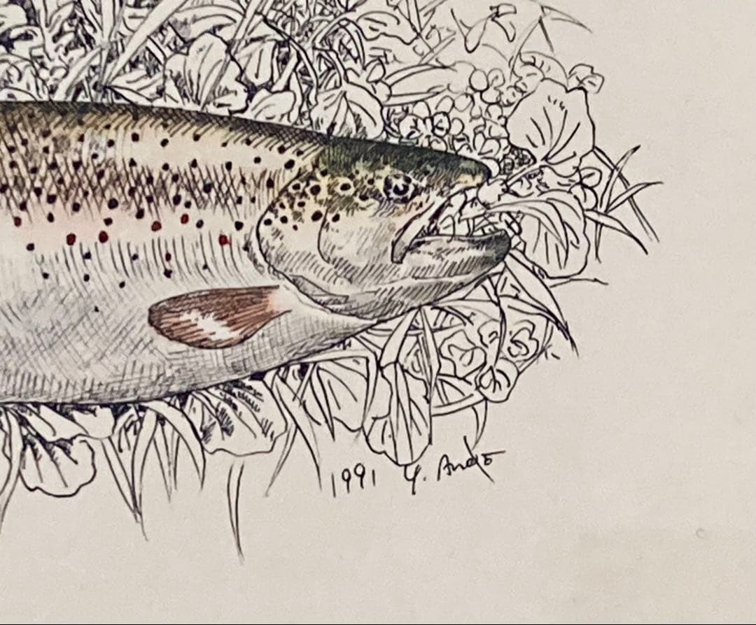 【AHPL】安藤吉彦氏　ニジマス絵画　ハンドメイド　激レア Y.Ando ルアー