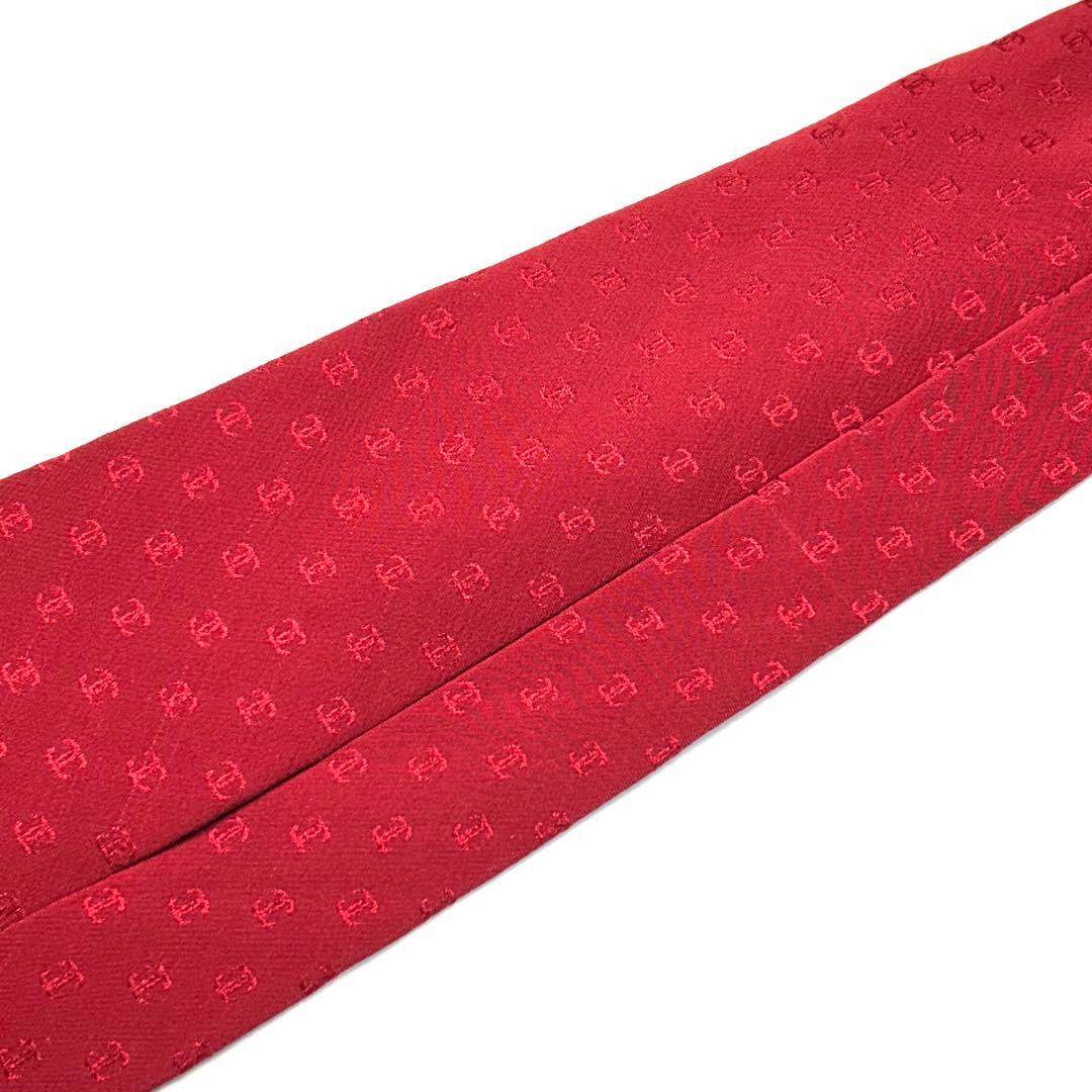 【未使用に近い✨】シャネル ネクタイ レッド ココマーク 総柄 ロゴ 高級シルク