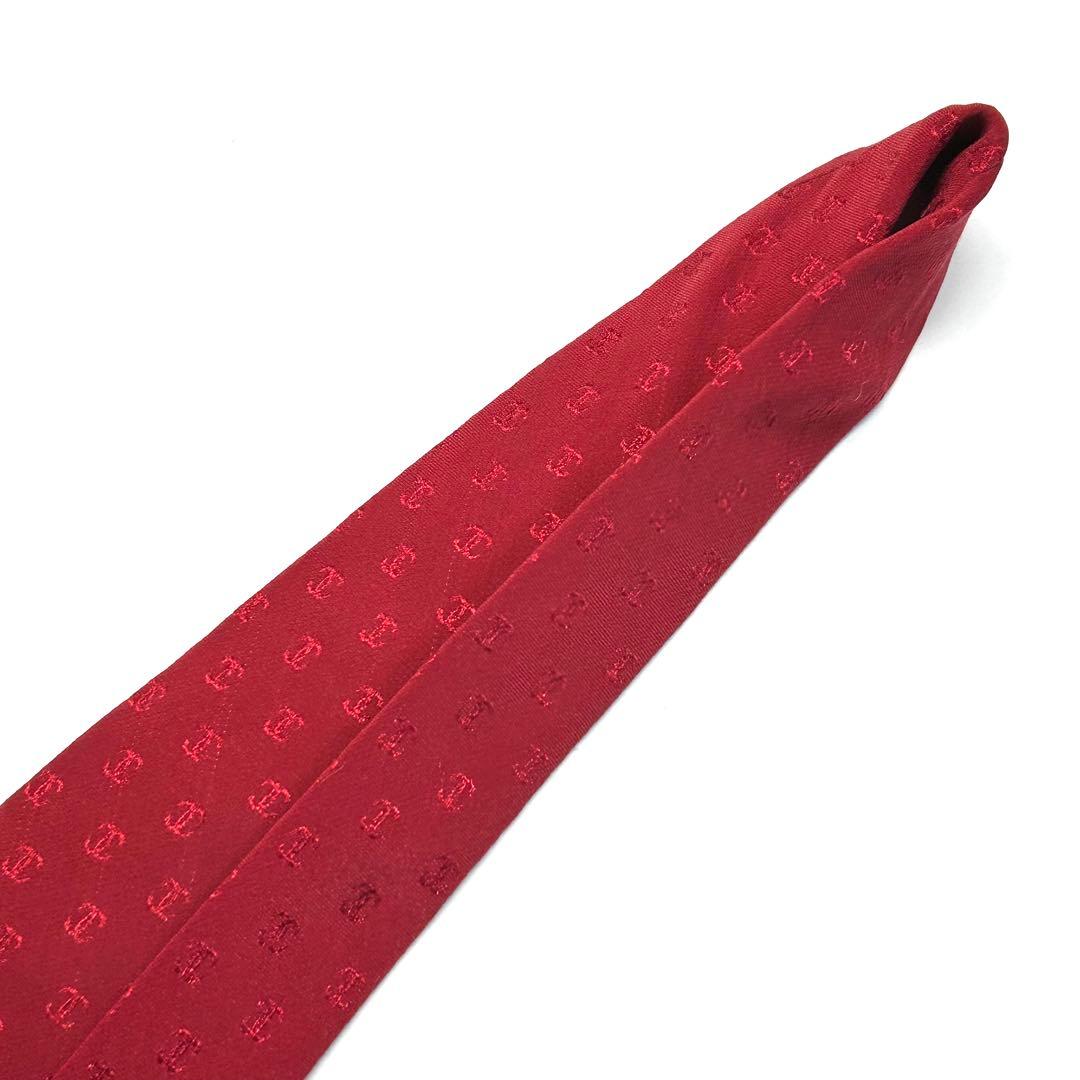 【未使用に近い✨】シャネル ネクタイ レッド ココマーク 総柄 ロゴ 高級シルク
