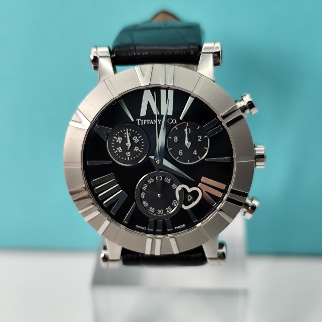 稼働 希少 極美品 ティファニー アトラス クロノグラフ ハートデイト QZ