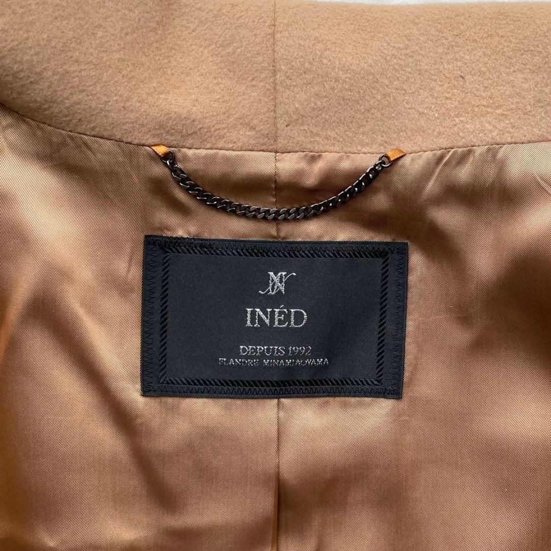 INED イネド カシミヤ100% 　ベルテッドコート 女優襟　ウールコート　M