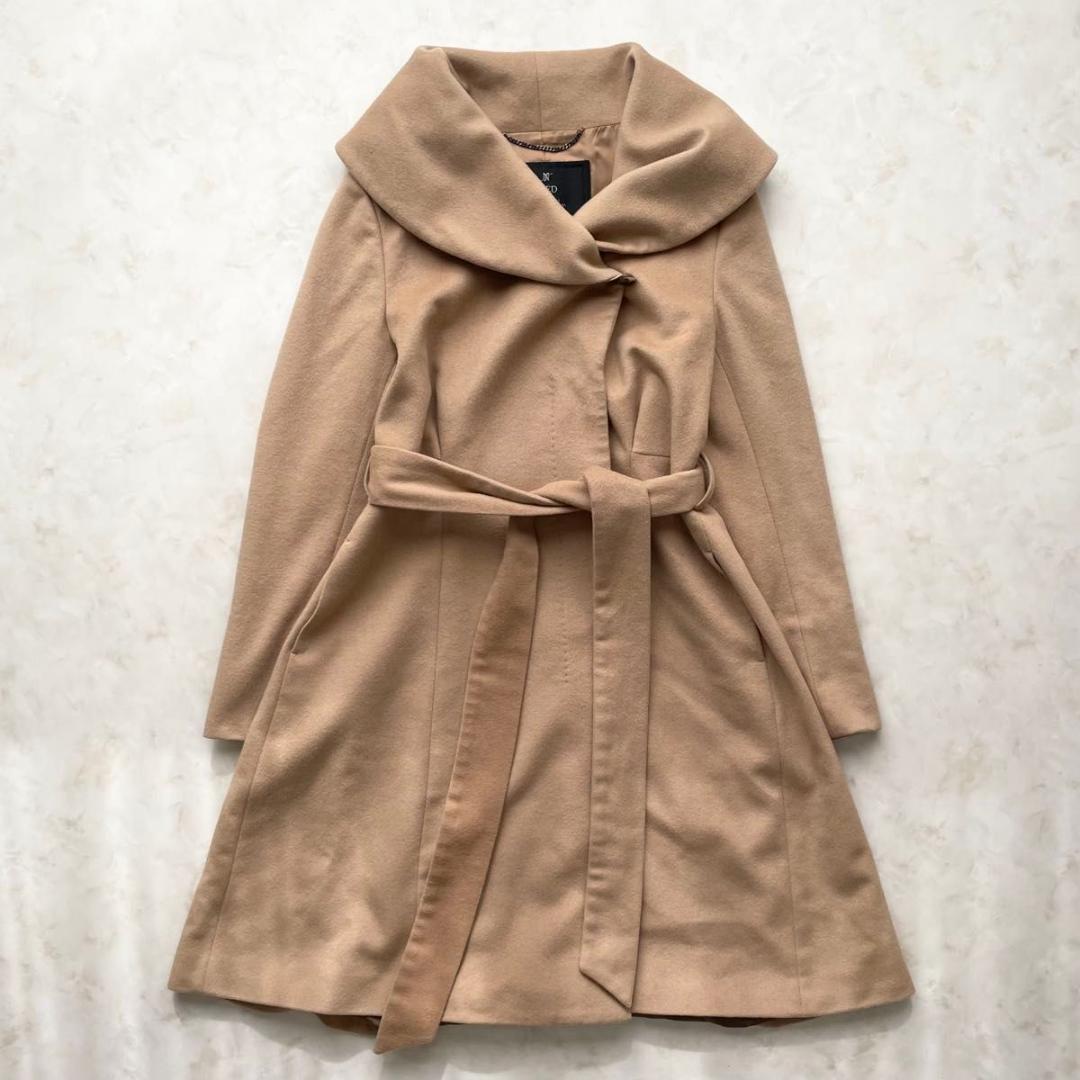 INED イネド カシミヤ100% 　ベルテッドコート 女優襟　ウールコート　M