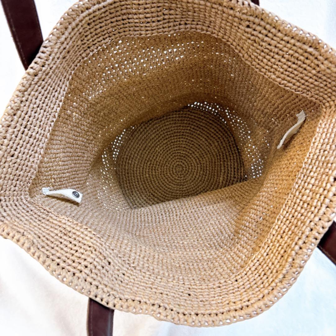 【美品✨】大　ヘレンカミンスキー ラフィアトートバッグ かごバッグ レザー 本革