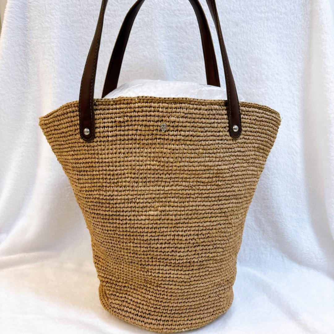 【美品✨】大　ヘレンカミンスキー ラフィアトートバッグ かごバッグ レザー 本革