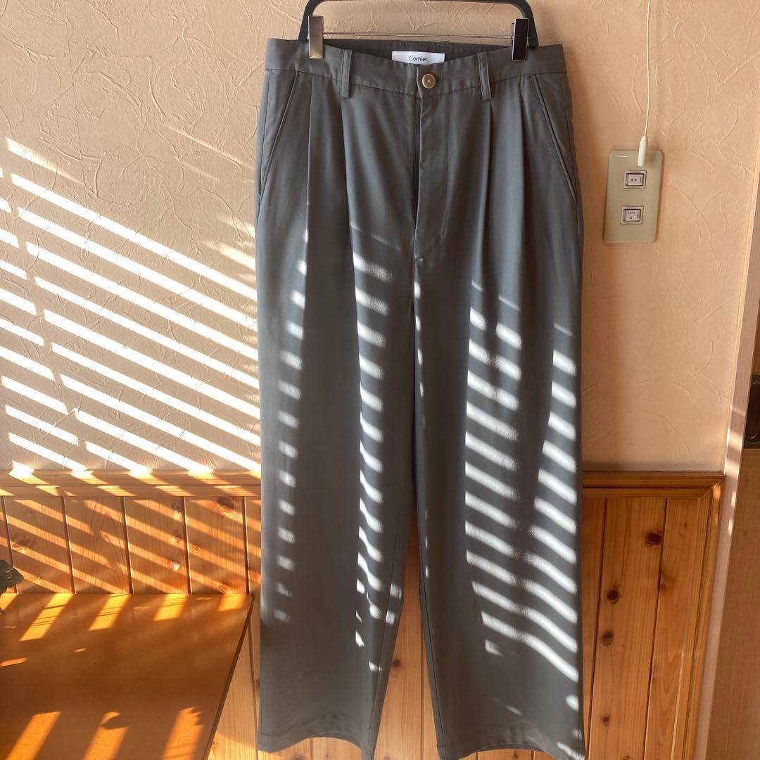 パンツ Super130 WORSTED WOOL 2-TUCK WIDE PANTS