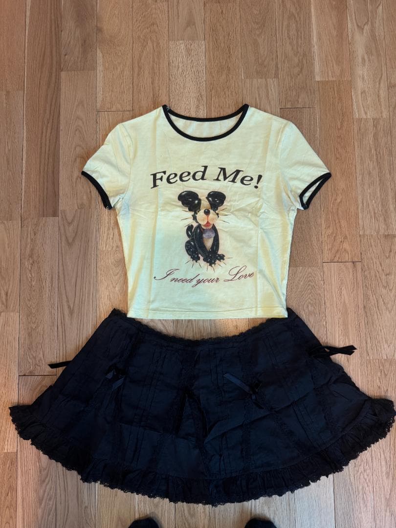 NoDress ブラック スカート リボン レース サイズL