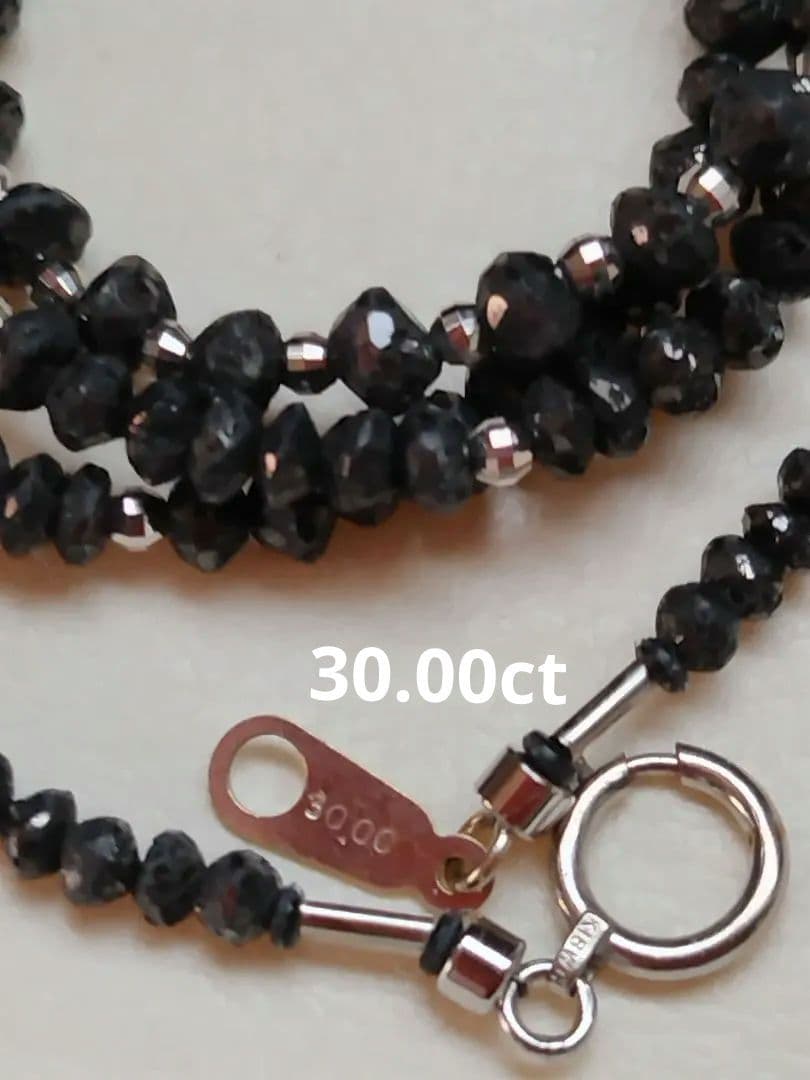 K18WG 30ct ブラックダイヤ ネックレス　K18WGミラーカット
