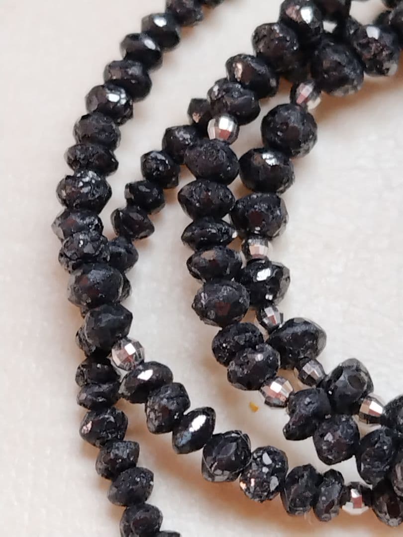 K18WG 30ct ブラックダイヤ ネックレス　K18WGミラーカット