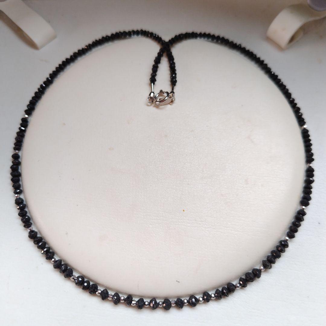 K18WG 30ct ブラックダイヤ ネックレス　K18WGミラーカット