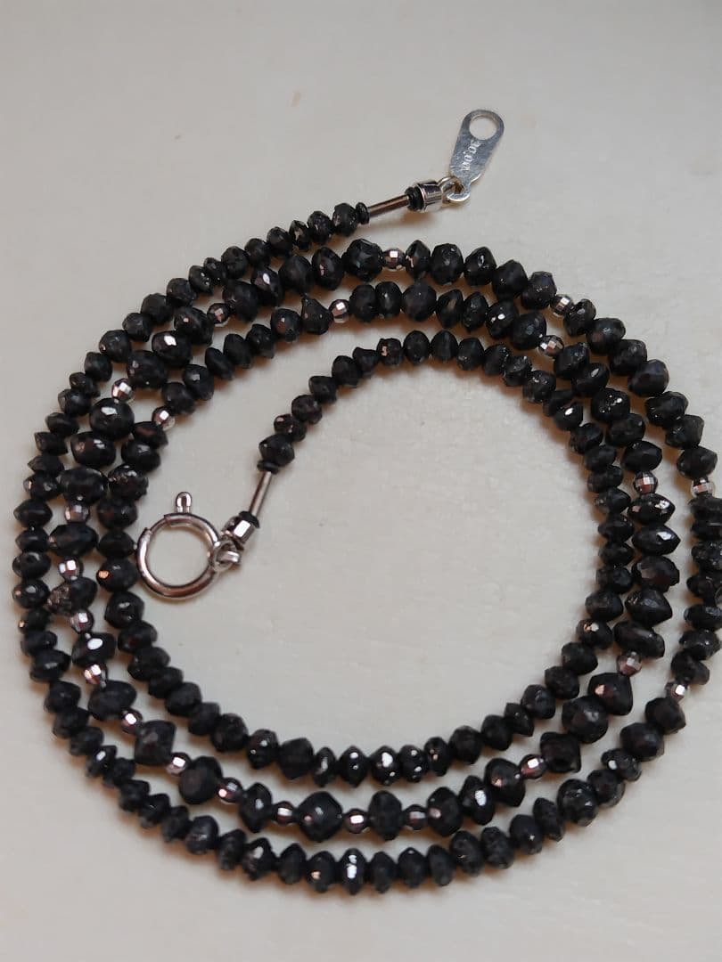 K18WG 30ct ブラックダイヤ ネックレス　K18WGミラーカット