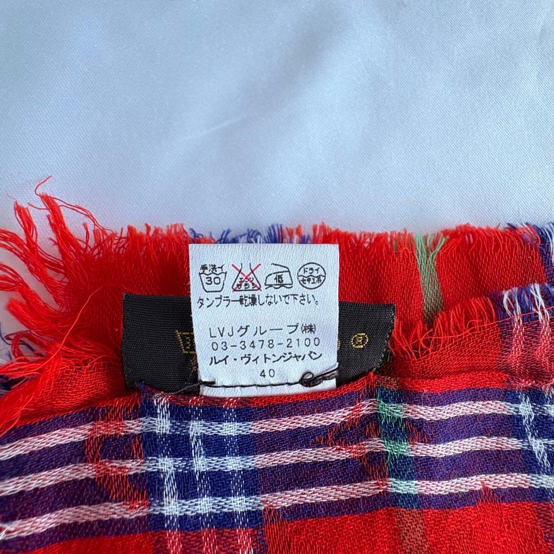 ルイヴィトン　マサイチェック ストール　レッド