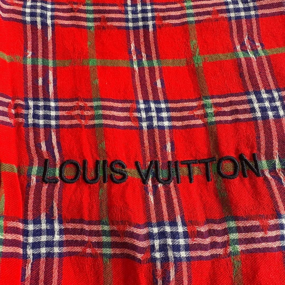 ルイヴィトン　マサイチェック ストール　レッド