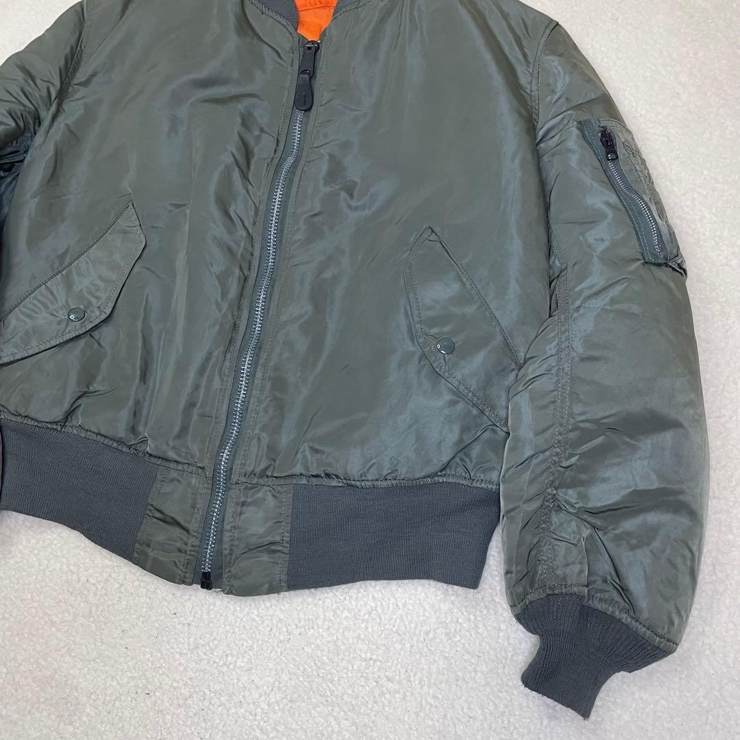 90s USA製 ALPHA アルファ MA-1 フライトジャケット L カーキ