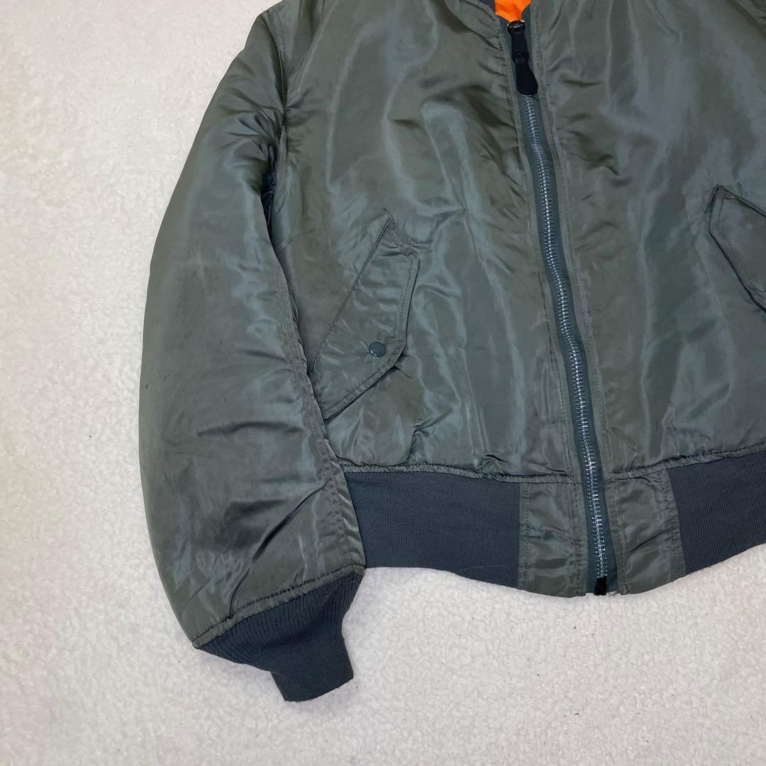 90s USA製 ALPHA アルファ MA-1 フライトジャケット L カーキ